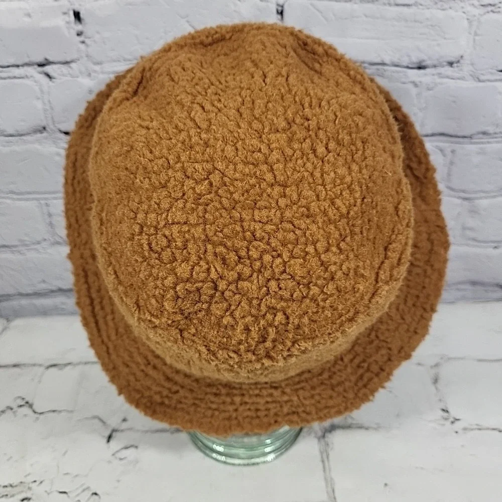 Retro Y2K Bucket Hat‎ Brown Sherpa Shag Adult One Size Hipster Skater